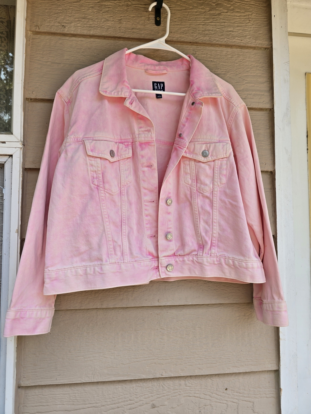 GAP Women's Pink Denim Jacket - Large